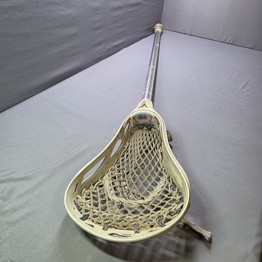 Brine Mens F-10 Powergrip Aluminum Lacrosse Stick 42" Silver White VGC‎